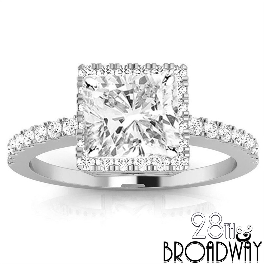 White Gold 1.25 Ct. Princess Diamond Engagement Bridal Wedding Ring